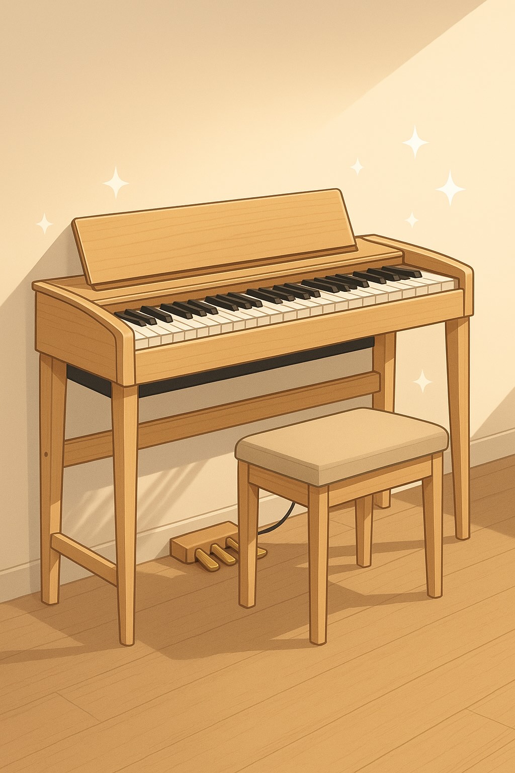 AIに描かせたKIYORA風の架空の家具ピアノ